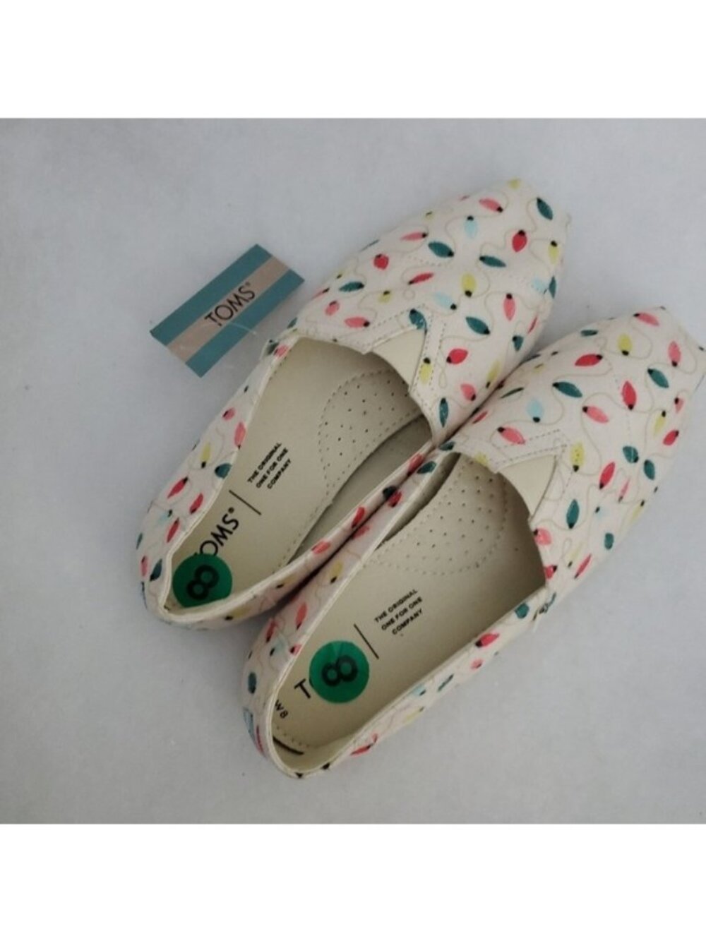 TOMS Women's Belmont Natural Tree Light Print Slip-On Flats, Size 8